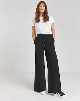 Black Premium Tie Waist Wide Leg Trousers