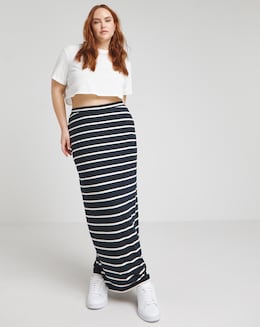 Navy Stripe Supersoft Maxi Tube Skirt