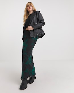 Green Tie Dye Mesh Overlay Tube Maxi Skirt