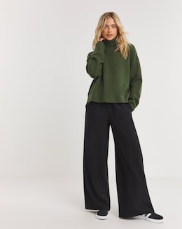 Drawcord Waist Wide Leg Trousers