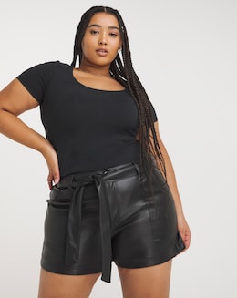 Belted PU Shorts