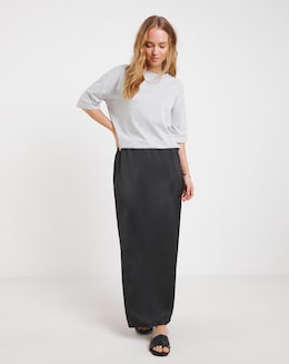 Black Satin Maxi Skirt