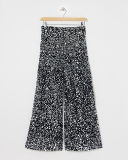Wide Leg Sequin Trousers - Image