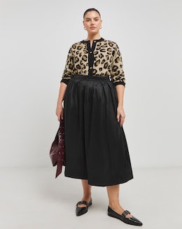 Black Taffeta Woven Full Maxi Skirt
