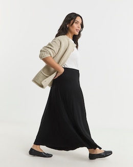 Black Full Jersey Midaxi Skirt