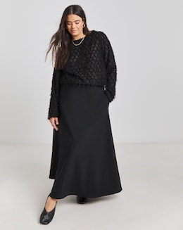 Black Elasticated Waist Full Skirt