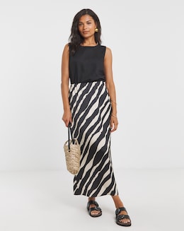 Stripe Satin Maxi Skirt
