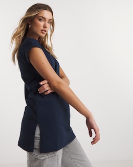 Navy Boyfriend Longline Tee