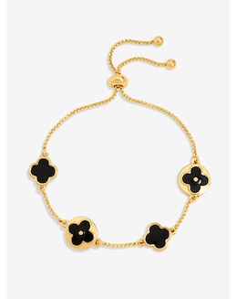 Mood Gold &amp; Jet Clover Toggle Bracelet