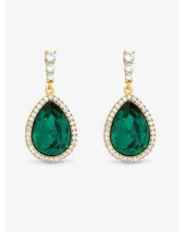 Jon Richard Gold Plated and Emerald Pear Drop Earrings