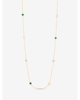 Jon Richard Gold Plated Malachite Clover Station Rope Necklace
