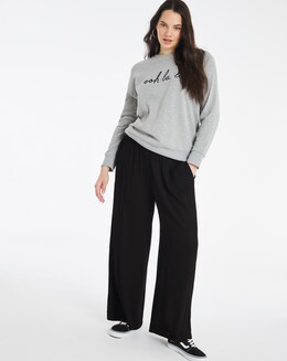 Crinkled Shirred Waist Wide Trousers Regular