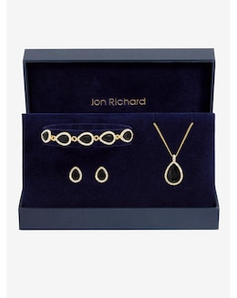 Jon Richard Gold &amp; Jet Pear Drop Set