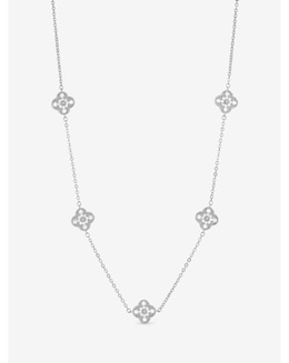 Jon Richard Rhodium Clover Necklace