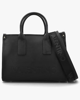 Valentino Bags Foxy Black Debossed Logo Shopper Bag