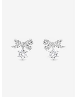 Jon Richard Rhodium Plated and Pave Mini Bow Earrings