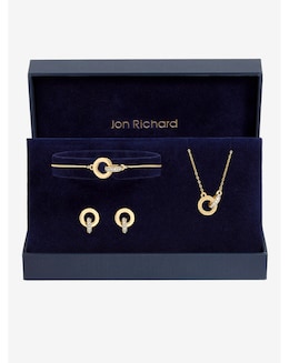Jon Richard Gold Plated and Crystal Circle Link Trio Set - Gift Box