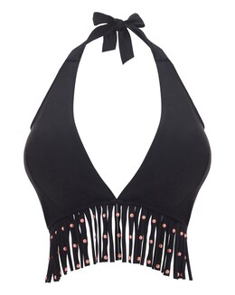 Studded Tassel Halterneck Bikini Top