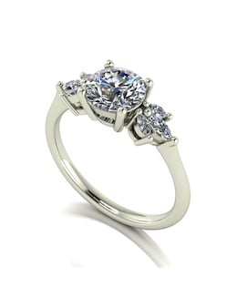 9ct Gold 1.60ct total eq Moissanite Solitaire ring with marquise sides