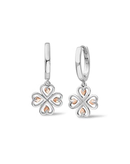 Clogau Tree of Life Sterling Silver Heart Drop-Hoop Earrings