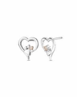 Clogau Paw Print Heart Stud Earrings
