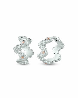 Clogau Nature's Wonder Sterling Silver Forget-Me-Not Huggie Hoops
