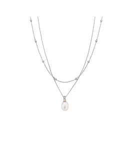 Clogau Beachcomber Pearl Silver Layered Necklace