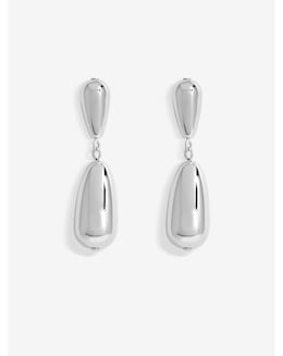 Mood Silver Polished Dome Drop Earrings