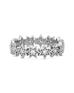 Sterling Silver 925 Polished Star And Cubic Zirconia Star Ring