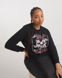 Black Wild World Slogan Sweatshirt