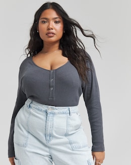 Button Front Neppy Rib Body