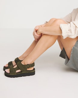 Tyla Strappy Suede Touch and Close Sandals Extra Wide EEE Fit
