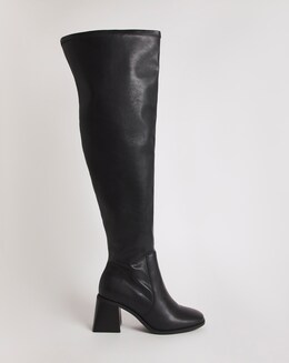 Bronte Stretch Over The Knee Heeled Boots Ex Wide Fit Curvy Calf