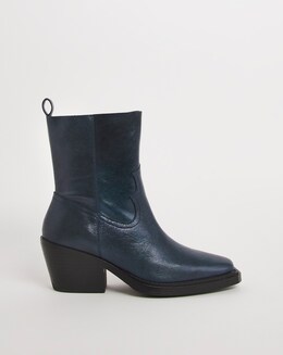 Rayla Leather Stretch Western Cowboy Ankle Boots Ex Wide Fit