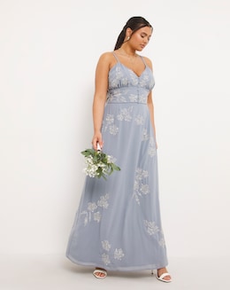 Maya Floral Glitter Embellished Maxi Dress
