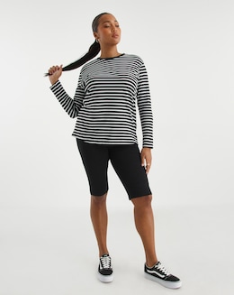 Black Knee Length Cotton Cycling Short