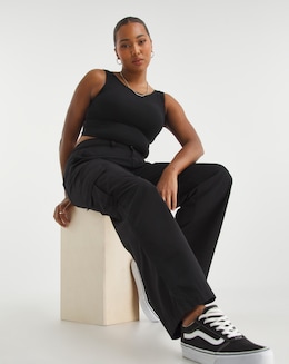 Black Cargo Utility Wide Leg Trousers