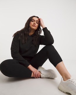 Black Cotton Cropped Legging