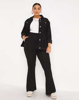 Black Jersey Flared Trouser