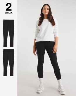 2 Pack Black Jersey Full Length Legging