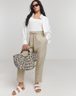 Stone Easy Care Linen Mix Tapered Trouser