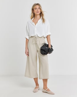 Stone Easy Care Linen Mix Wide Leg Culotte