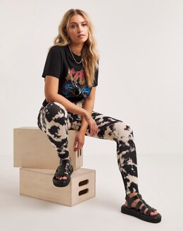 Tie Dye Print Cotton Rich High Waisted Legging