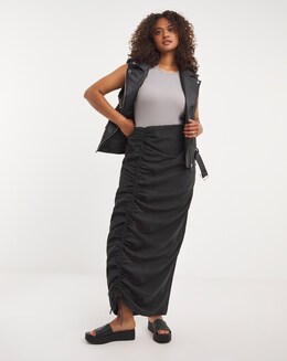 Maxi Parachute Cargo Skirt with Ruched Detailing