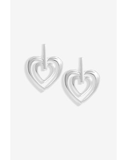 Mood Silver Polished Heart Doorknocker Earrings
