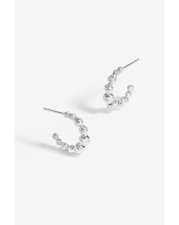 Simply Silver And Beaded Hoops
