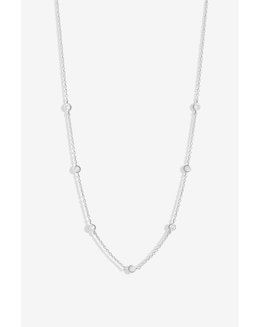 Simply Silver Sterling Silver 925 Station Crystal Necklace