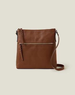 Accessorize Leather Large Messenger Bag