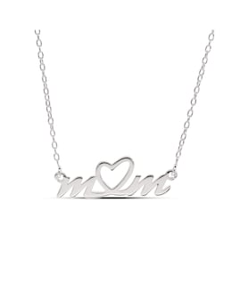 Sterling Silver Mum Necklet with central Heart