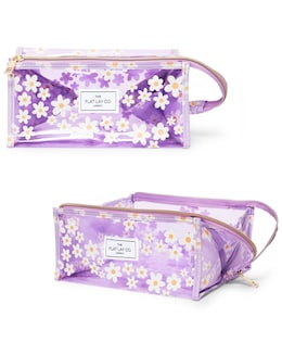 The Flat Lay Co. Lilac Daisy Open Flat Makeup Box Bag